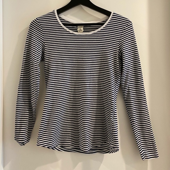 Navy blue and white stripped long sleeve top - Picture 1 of 4